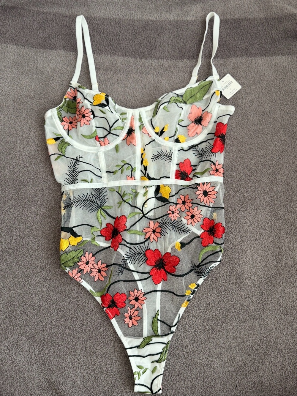 *NWT* Anthropologie LyreBird Floral Mesh Bodysuit, Size Medium